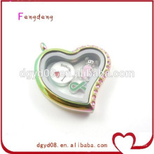 En gros cristal argent pendentif médaillon coeur, en forme de coeur pendentif cadre photo pour collier bijoux